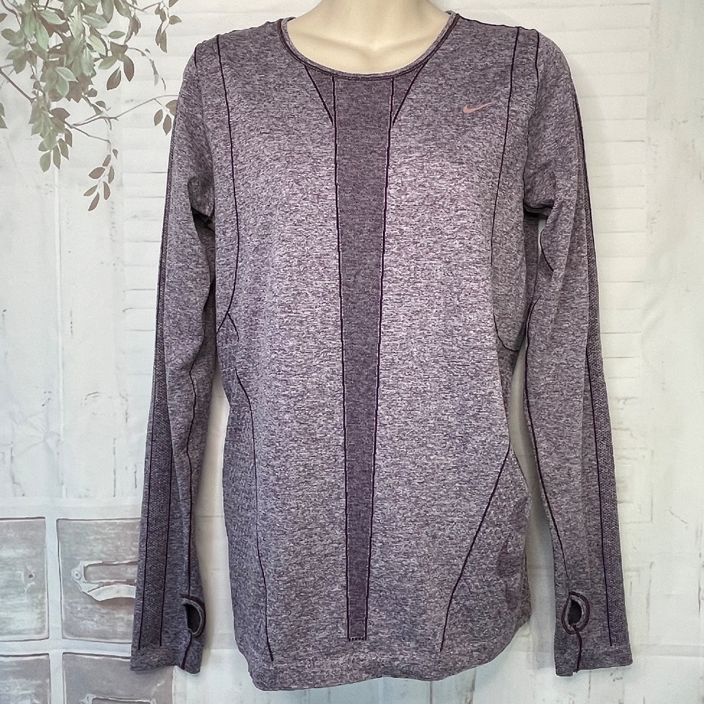Nike Dri Fit Womens Maroon LS Athletic Workout Fitness Shirt Top Sz. Large